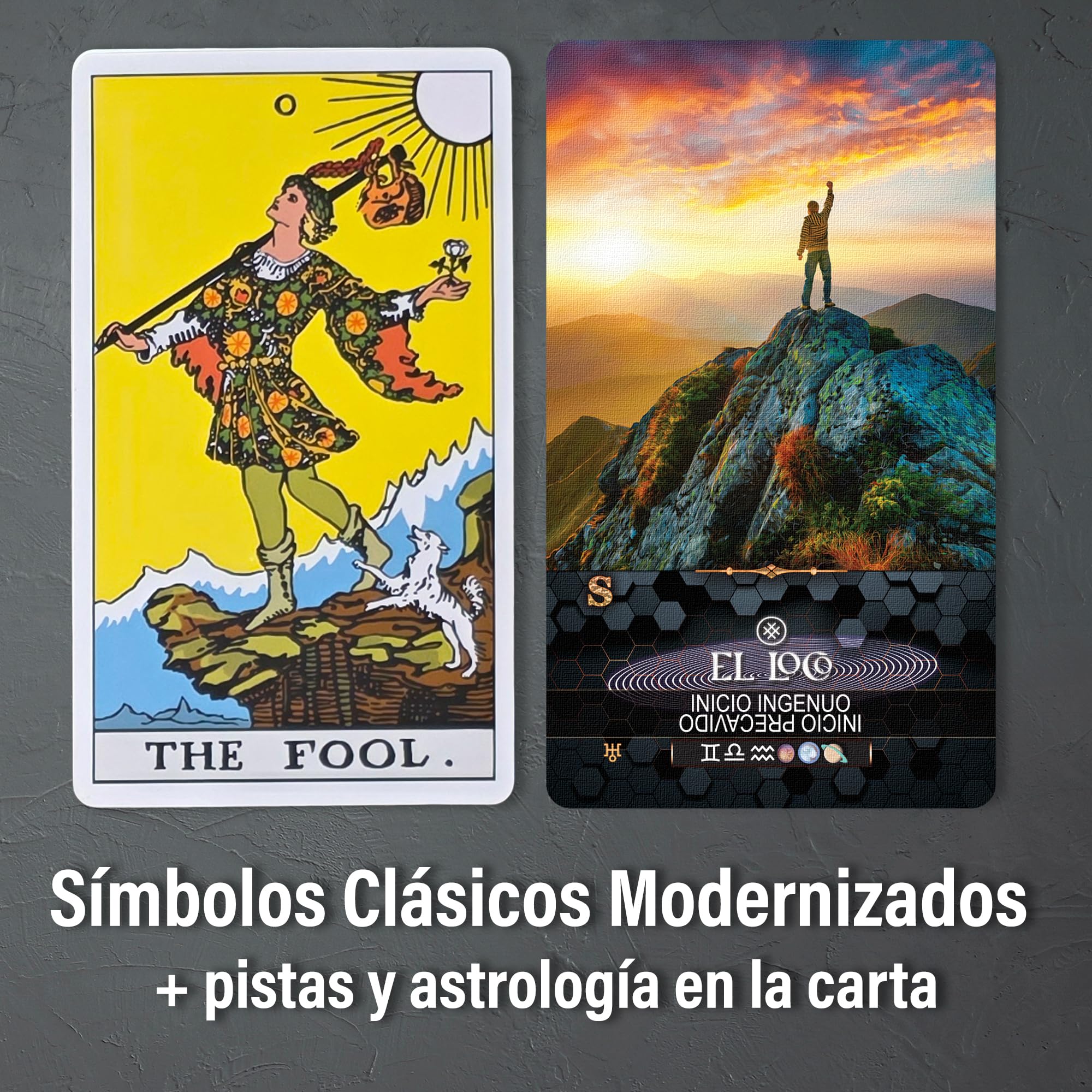 Tarocco Skills Star Kissed Tarocco Deck, Tarocchi Carte con Significados ed Ellos, tra cui Astrologia Alba Dorata Zodíaco y Planetas, Palabras Clave, Invertido, Elementos, Incluye Capacitación e Línea