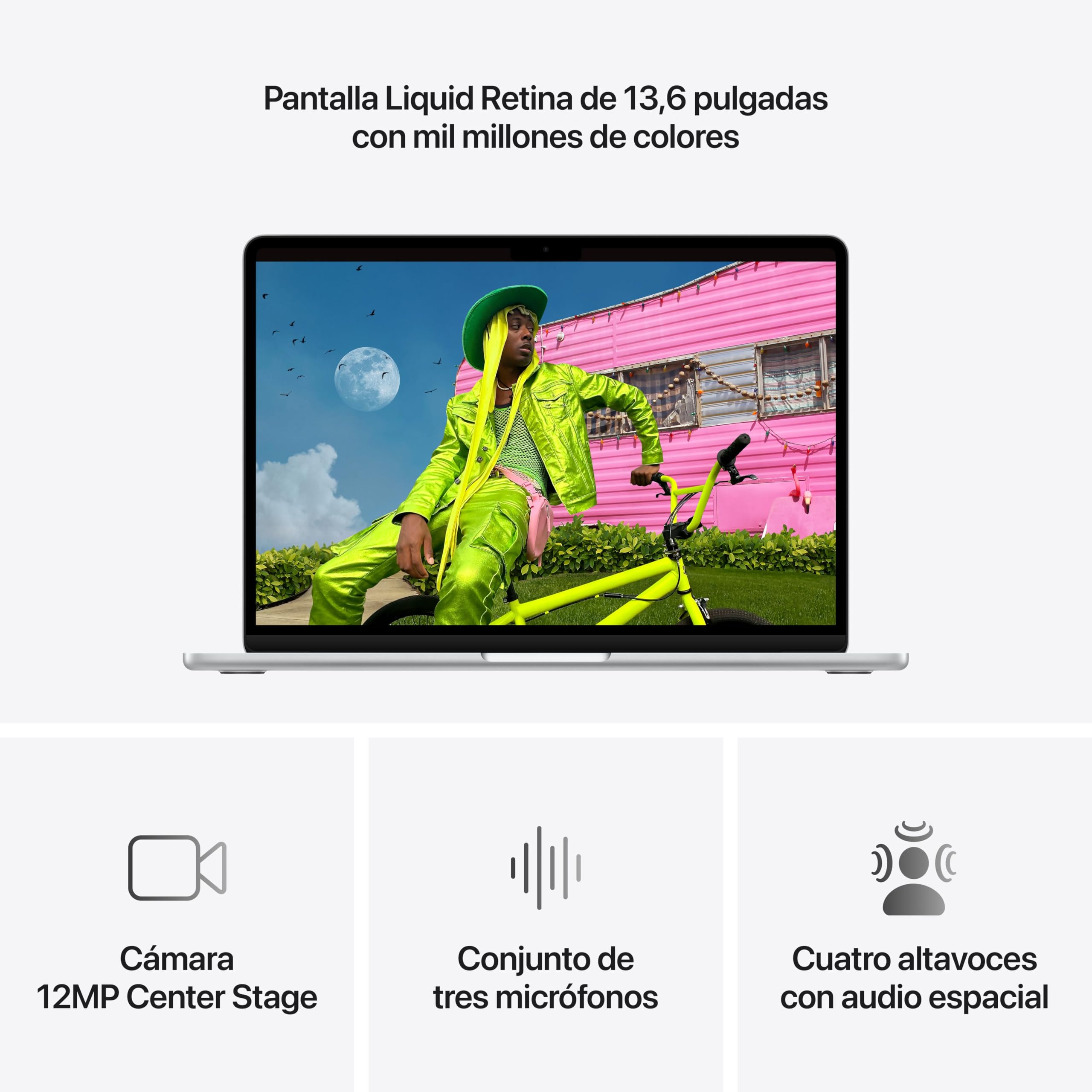Apple MacBook Air de 13,6 Pulgadas con Chip M5: Pantalla Liquid Retina, CPU de 10 núcleos, GPU de 8 núcleos, 16 GB de Memoria unificada, 512 GB de SSD, Wi-Fi 7,Teclado español; Plata — view 3
