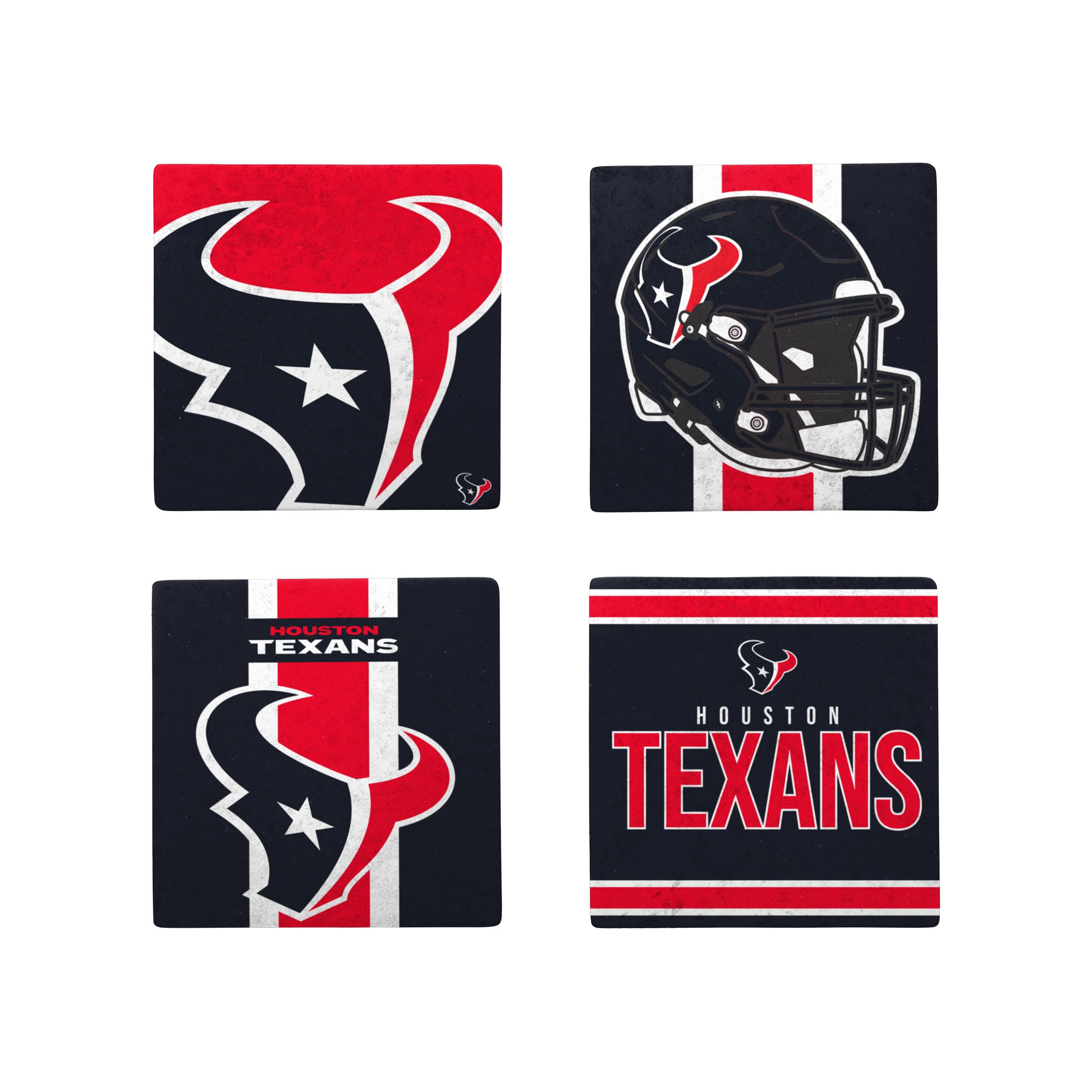 FOCO NFL Official Game Day 4-Pack Beverage Drink Stone Coaster Set (Houston Texans)