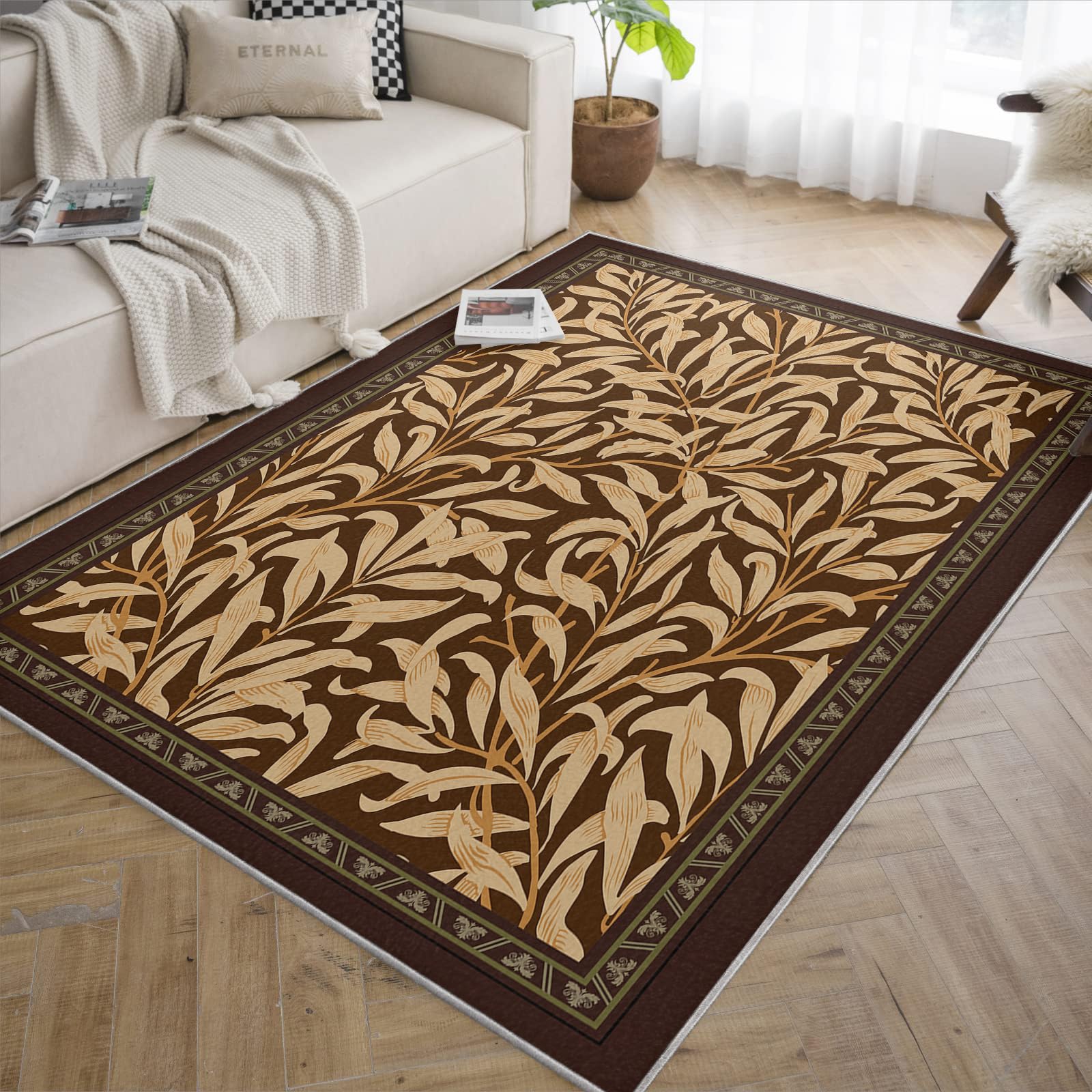 Tapis de salon classique décoration artistique vintage marron 150x210