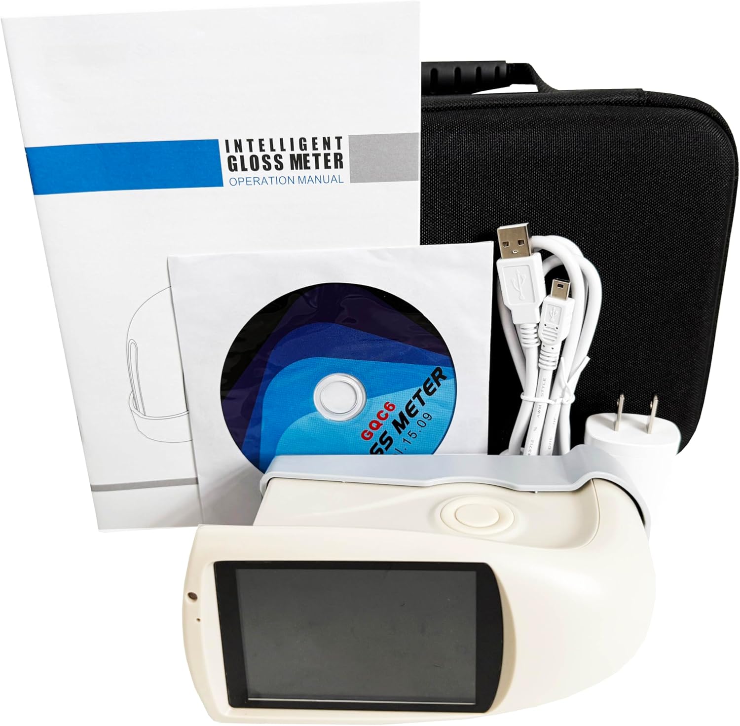 Tri-Angle Glossmeter Gloss Tester 20 60 85 Degree Gloss Meter For Plastic,Paper,Paint,Ink,Marble,Granite,Etc Gloss Measurement With Touch Screen PC Software Data Storage USB/RS-232 Interface