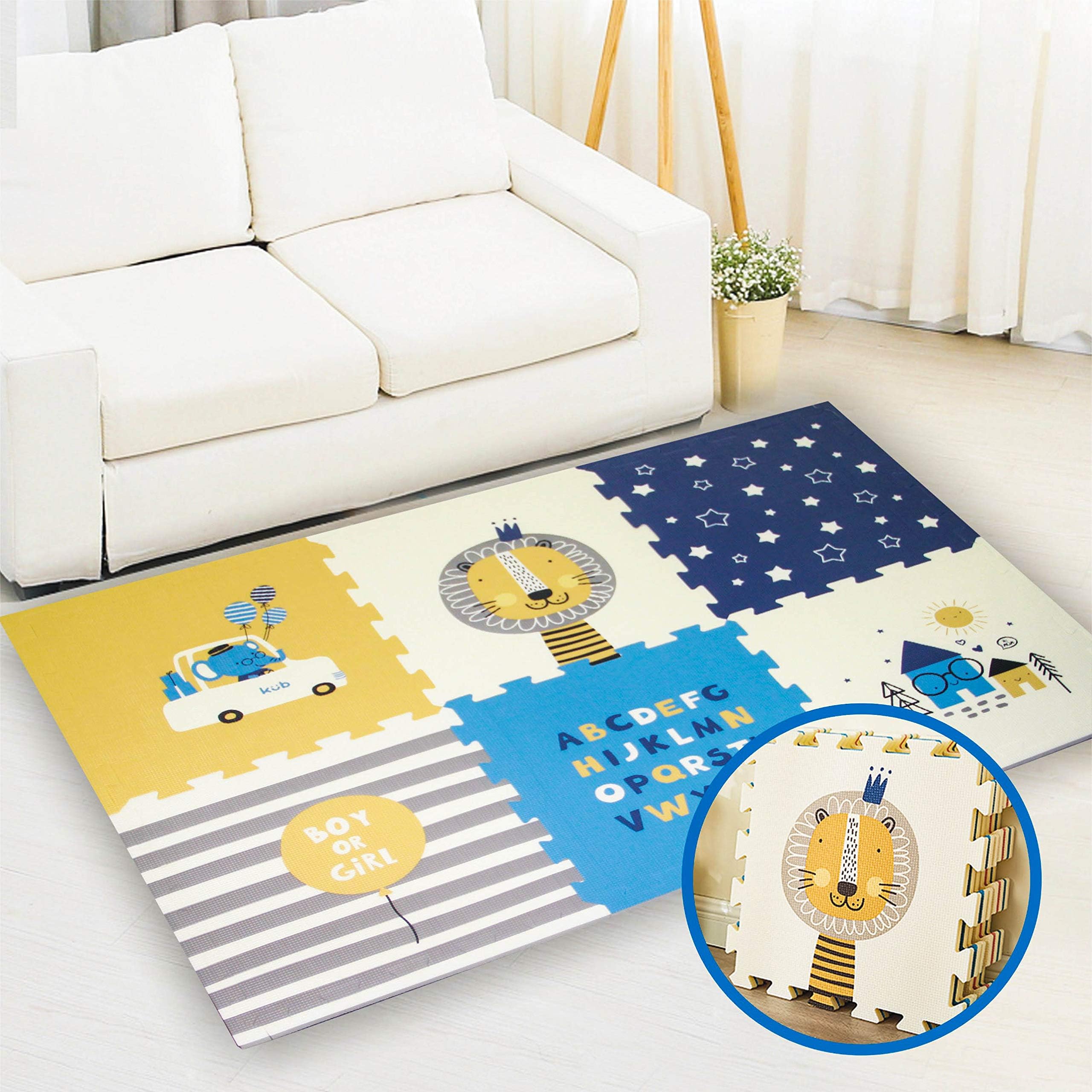 Kids Foam Puzzle Floor Play Mat Foam Tiles Exercise Baby Foam Play mats for Infants Gym Floor mats with Non Toxic XPE Foam Crawling mat Thicking (47x63x0.8in)