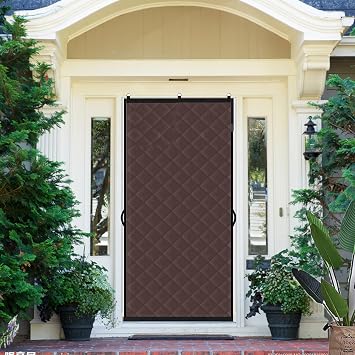 Oxford Cloth Thermal Insulated Door Curtain with Handle Bedroom Balcony Cotton Door Curtain Windproof Cold-Proof,Brown,90 * 210cm