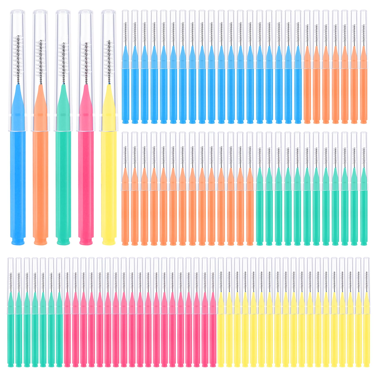 100 Pcs Interdental Brushes, 4 Sizes Braces Flossers for Cleaner