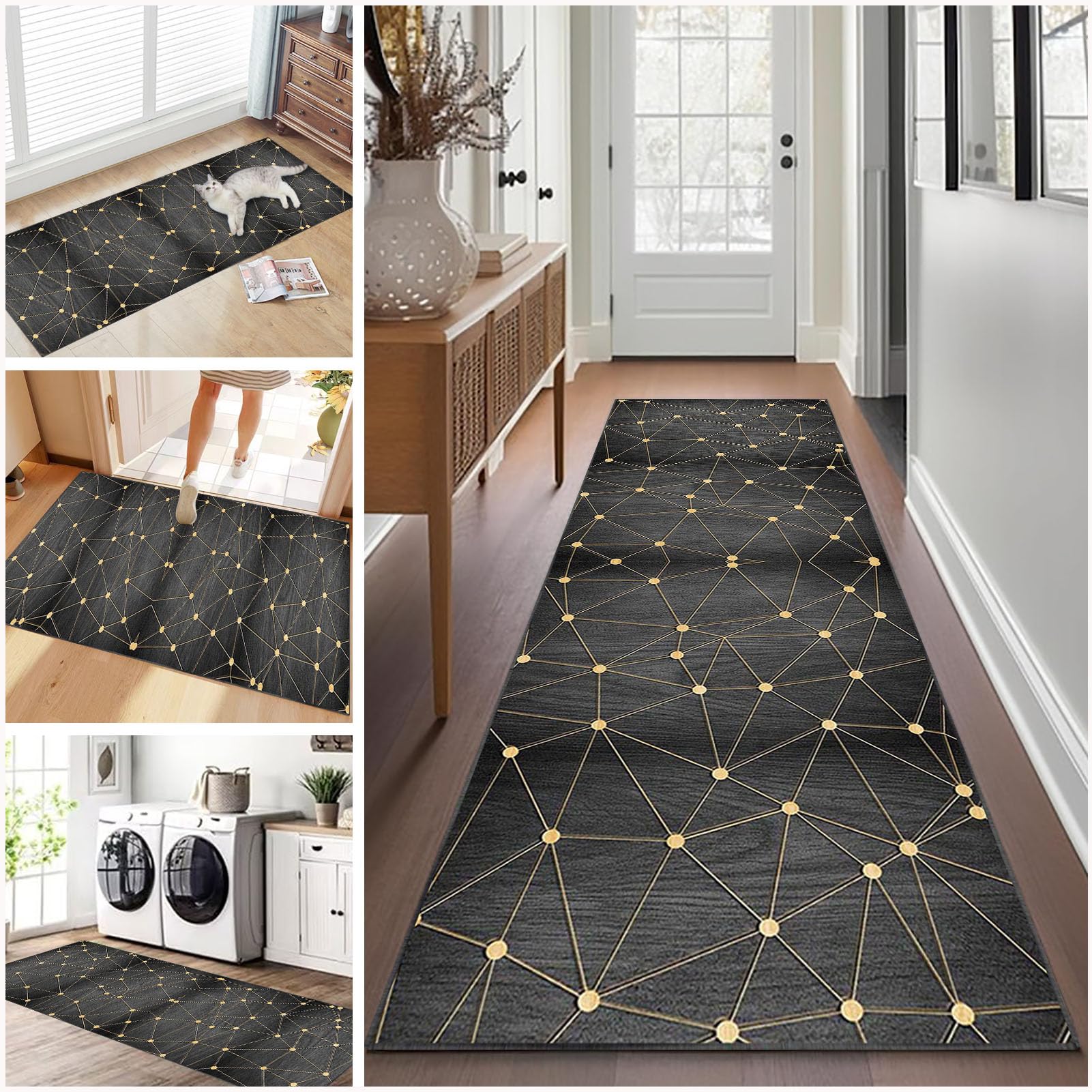 Ruxevnsy 75A Carpet Runners For Hallways Non Slip Long 40 X 400 Cm Washable Runner Rugs Kitchen Runner Absorbent Door Mats Hallway Hall Runners Narrow Rugs For Entrance Bedroom Hallways Living Room Kitchen
