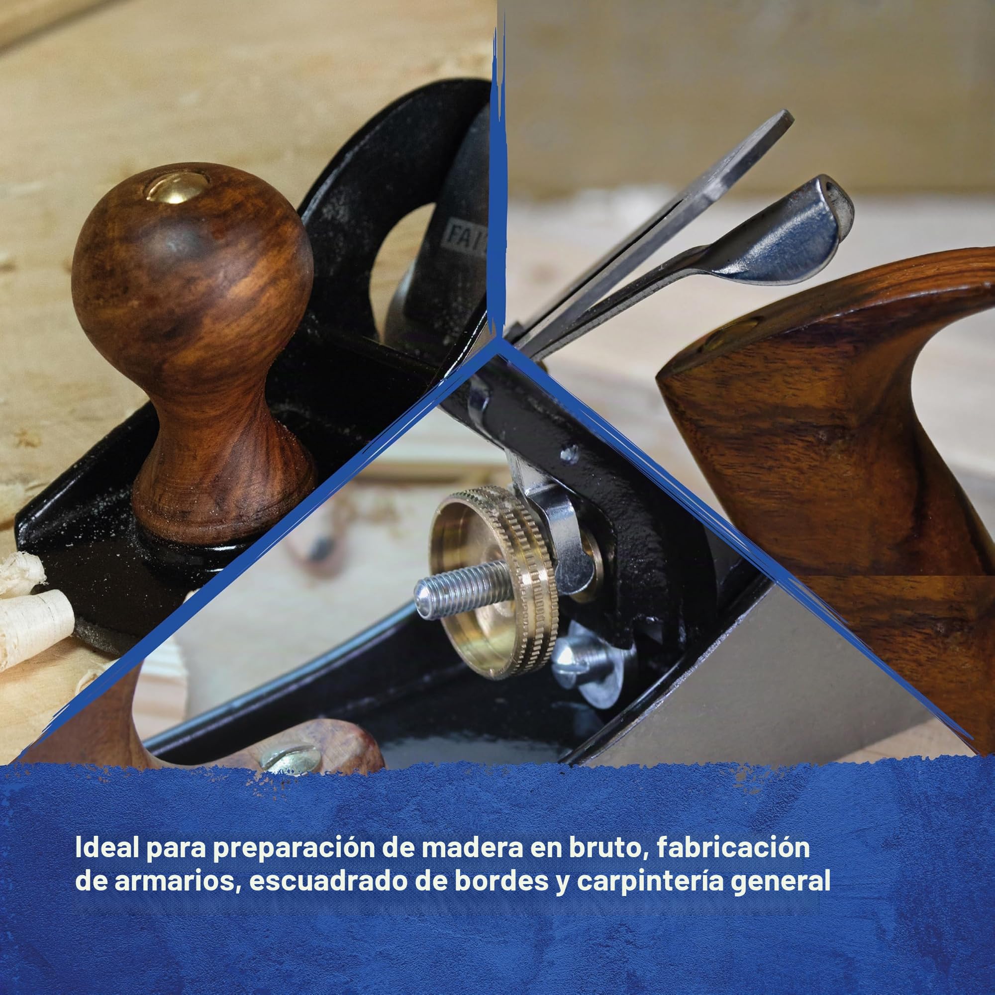 Rabot à main Faithfull n° 5 dans un coffret en bois – Rabot d'établi en fonte usiné avec précision pour bois durs et tendres, préparation, ébénisterie et menuiserie générale