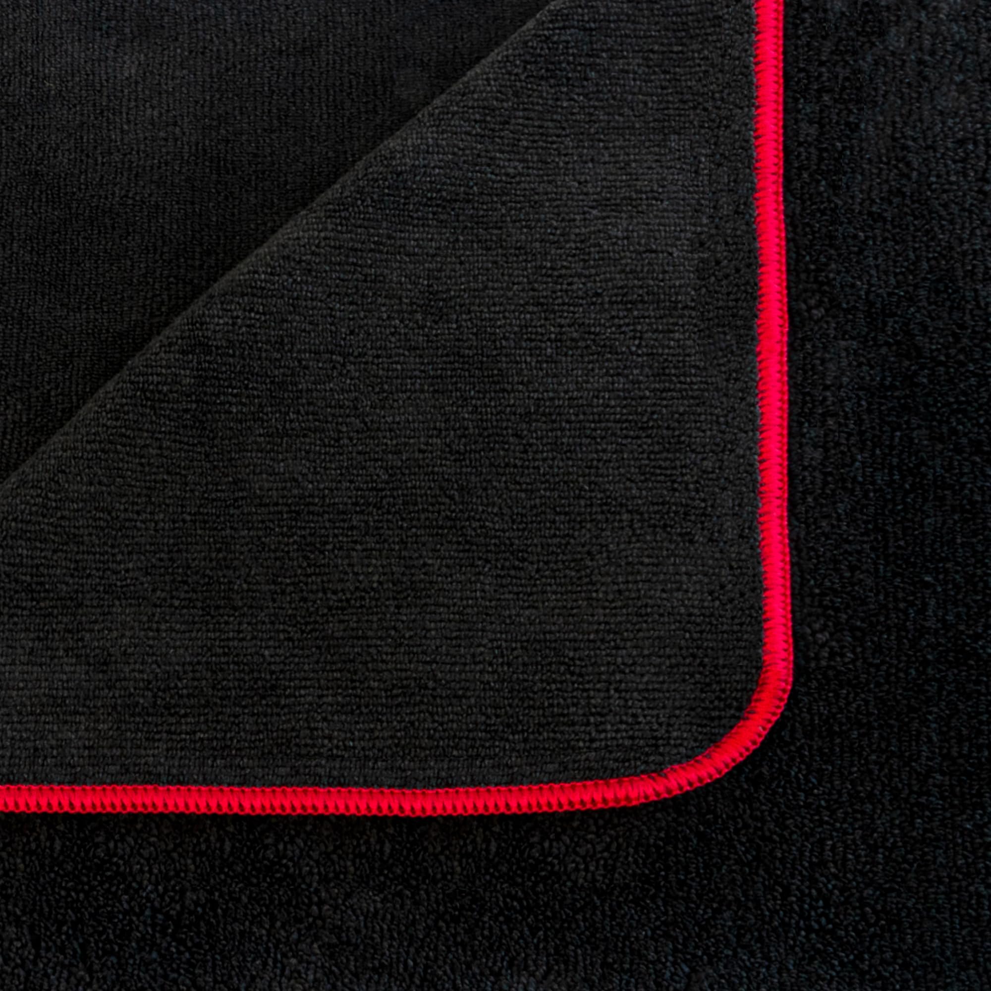 Detailer's Preference Toallas de microfibra multiuso de doble pelo, color negro con ribete rojo, 380 g/m², 16 x 24 pulgadas, paquete de 12
