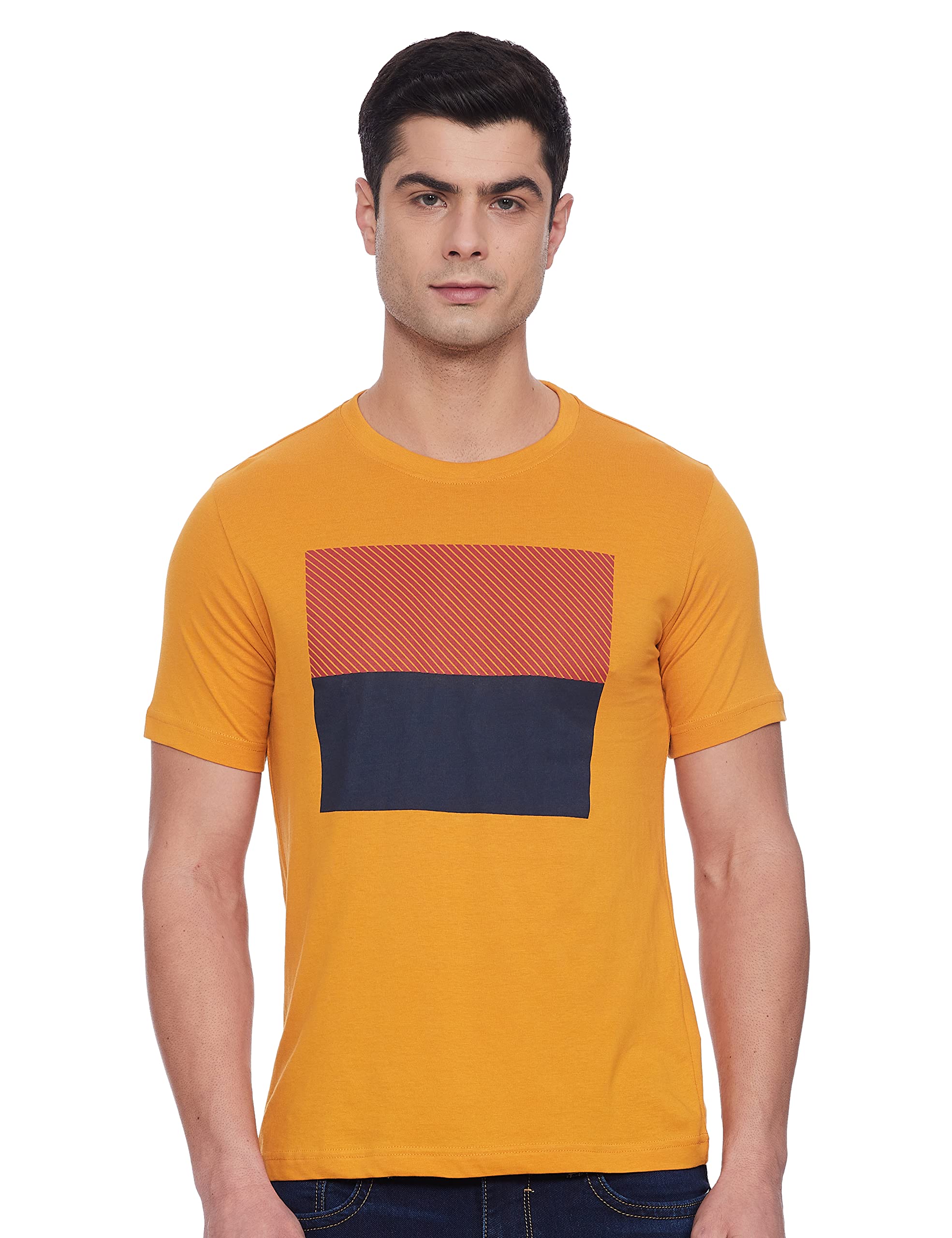 Amazon Brand - SymbolMen's Solid Regular Fit Half Sleeve Cotton T-Shirt
