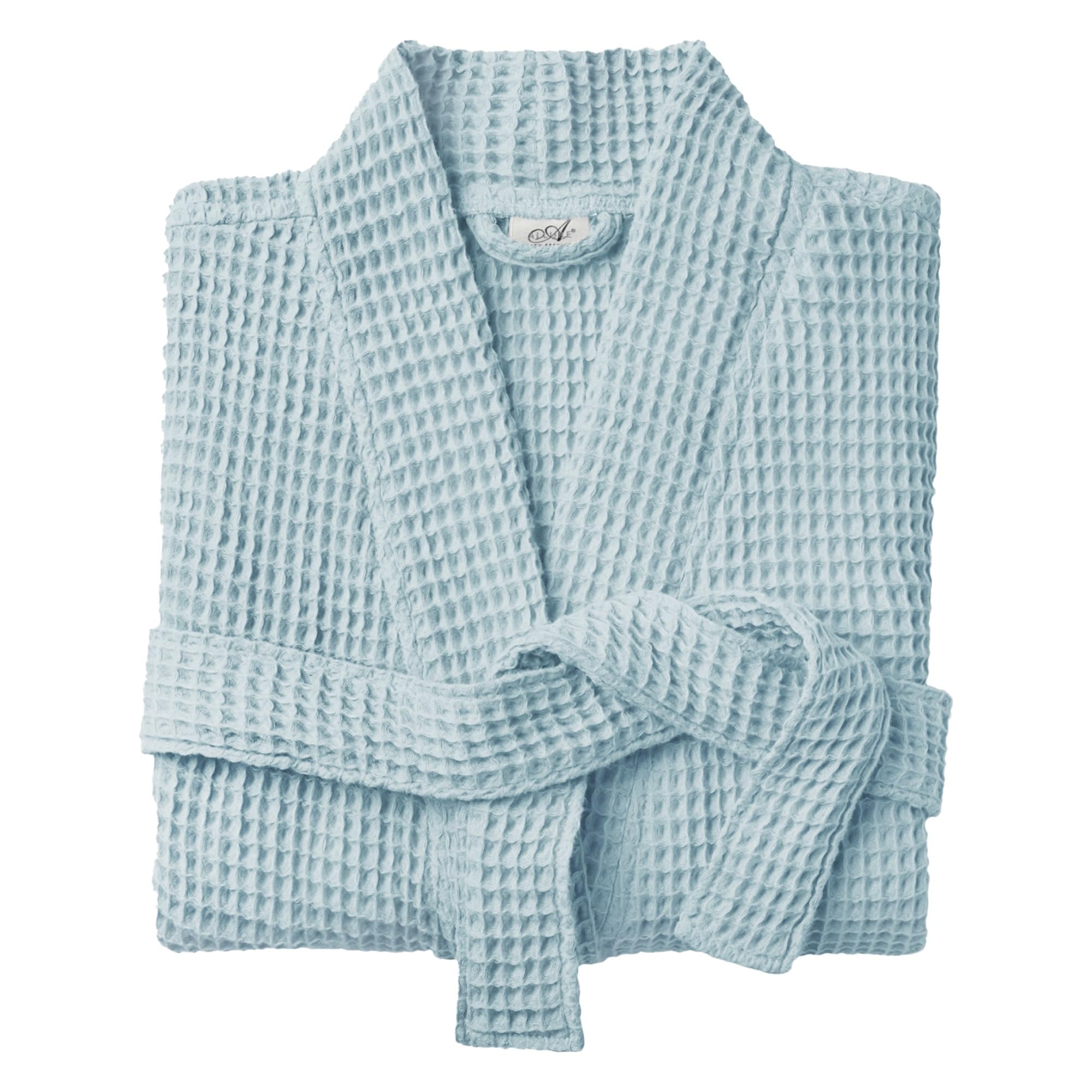 Allure Bath Fashions Waffle Bathrobe - Lightweight Spa Dressing Gown - S/M - Baby Blue
