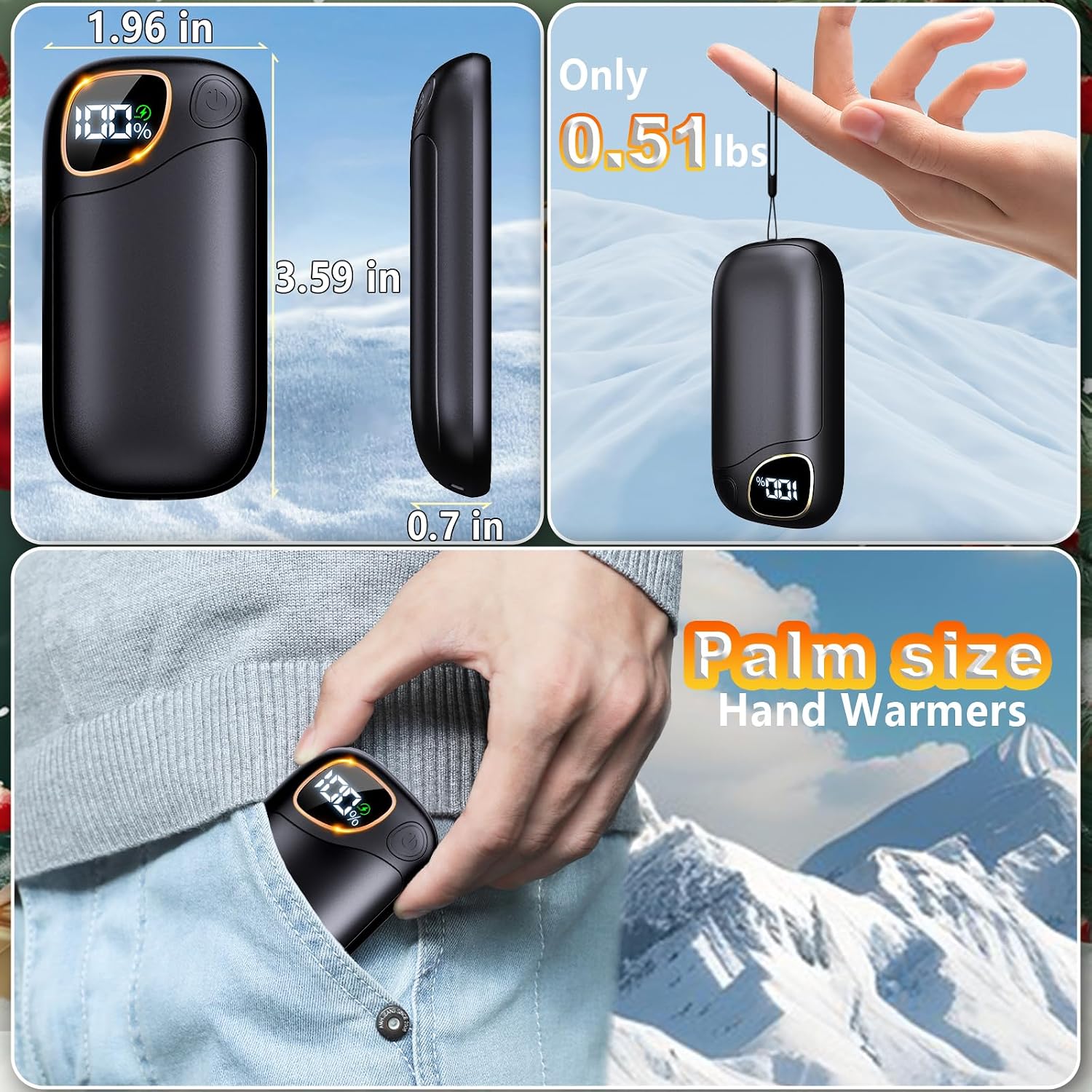 Hand Warmers Rechargeable - 2 Pack Magnetic Electric Hand Warmers with 20Hrs Warmth 4 Levels Heating, USB Reusable Portable Pocket Heater for Women, Man, Raynauds, Golf, Camping, Fishing, Ball Game