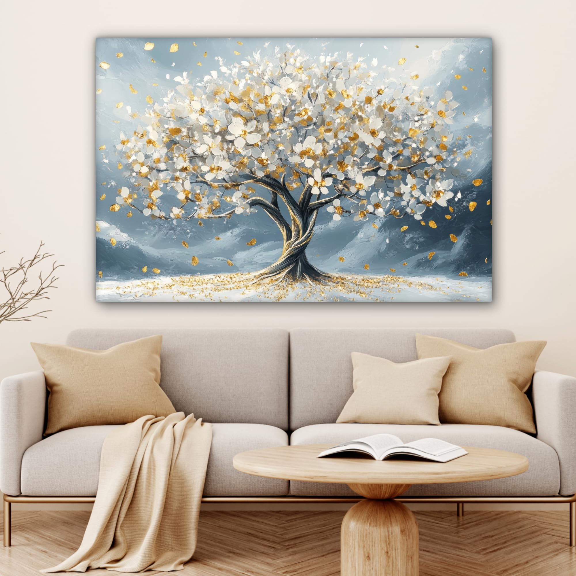 MuchoWow© Quadri Moderni Soggiorno 120x80 cm Regali Decorazioni Natilizie Poster Da Parete Muro Salotto Quadro Grande Con Cornice Stampe Su Tela Camera Da Letto Inverno - Albero della vita