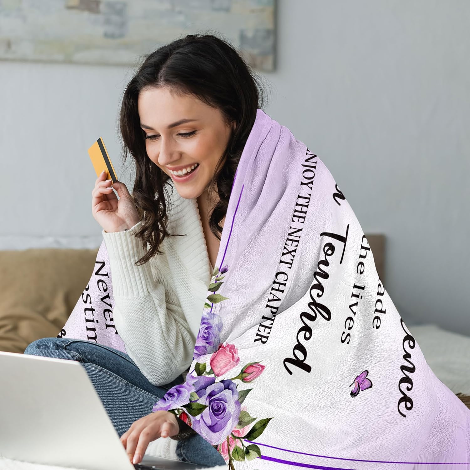 Farewell Gifts for Women, Coworker Boss Leaving Job Gifts, Goodbye Going Away Gifts, Employee Appreciation Gifts, Retirement Gifts for Teacher Nurse Doctor Mom, Farewell Blanket 50"X60"- Floral - Image 4