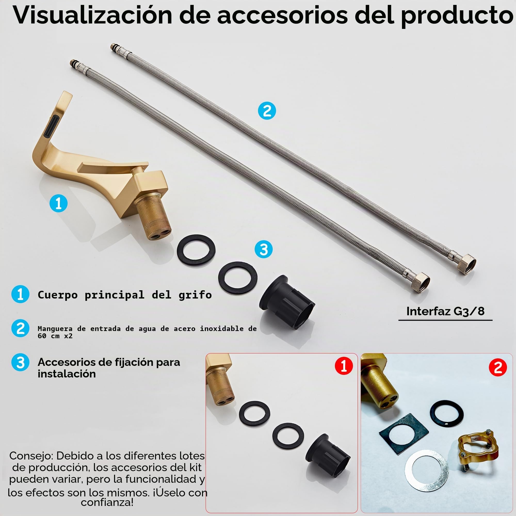 MocArt 2239 Grifo de cascada, grifo mezclador para baño, grifo de cobre para lavabo de hotel, núcleo de cerámica, instalación de orificio único, diseño de ahorro de agua (Plata cepillada)