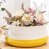 Vista 7 de KAKAMAY Cestas Tejidas para Almacenamiento (16"x8"), Cesta para Mantas para Organizar la Sala de Estar, Cesta de Cuerda de Algodón Tejida Cesto