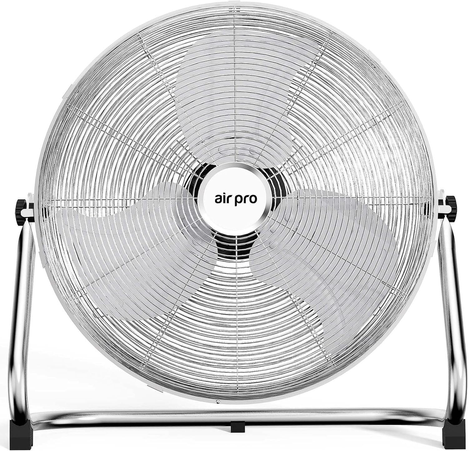 wentylator podłogowy 50 cm klimatyzator powietrza wentylator obiegowy o dużej wydajności 3 prędkości regulowany kąt nachylenia wentylator z 1,6 m kablem wentyla, Silver Chrome, 20"