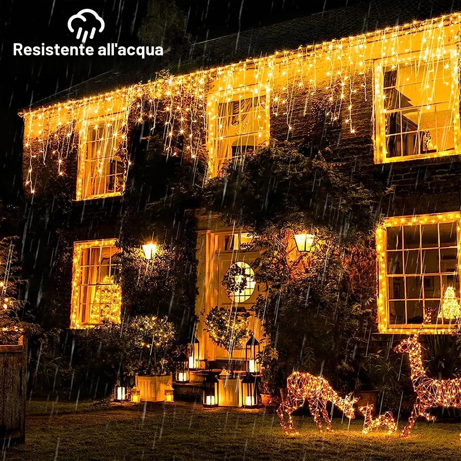 Solari Luci da Esterno,10M 336 LEDs Luci di Natale a Forma di Ghiacciolo | 8 Modalità, Telecomando Impermeabile, Solari a Forma di Ghiacciolo per Giardino, Decorazioni, Festa, Nuziale