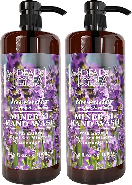 Dead Sea Collection Hand Soap Pump Lavender - Moisturizing Hand Wash Liquid with Dead Sea Minerals and Lavender Oil, Reviving, Calming - Pack of 2 (33.8 Fl Oz Each) - 67.6 Fl Oz Total