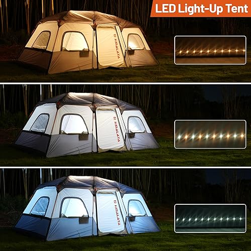 Miniatura 3 de Tienda de campaña familiar para 8 a 12 personas, configuración instantánea de 2 minutos con 2 divisores de habitación, impermeable, resistente al