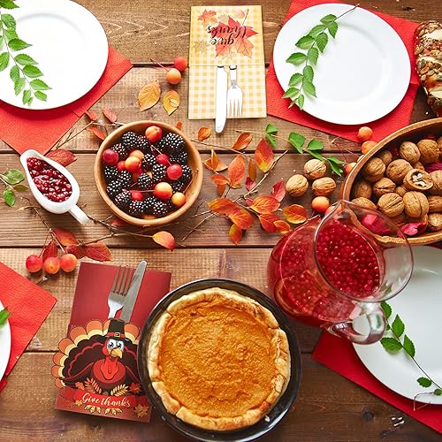 Miniatura 7 de 36 soportes para cubiertos de Acción de Gracias, bolsa de cubiertos con hoja de arce y pavo, soporte para cubiertos, bolsa de cubiertos para cosecha
