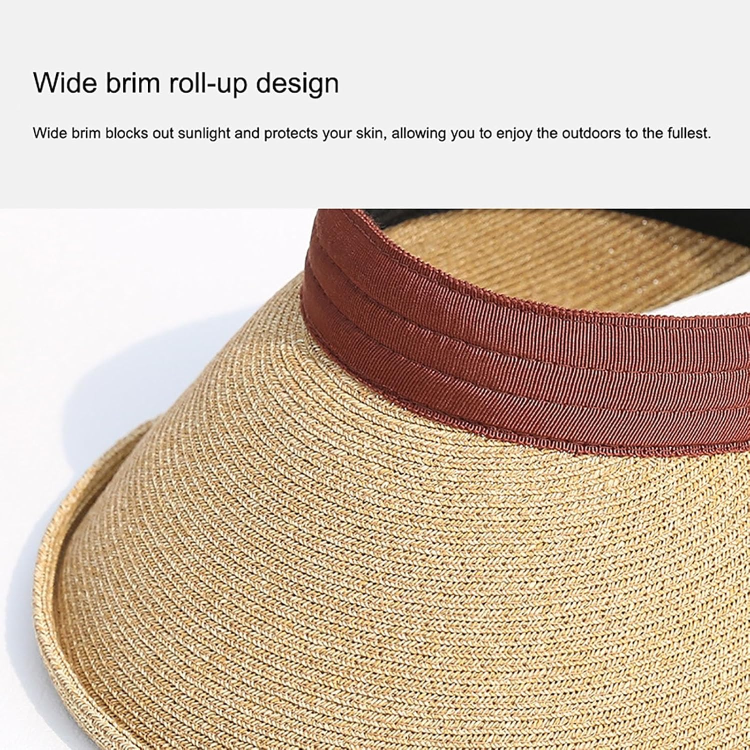 Womens Sun Visor Hat Cloth Covered Visor for Women Straw Sun Visors for Women Beach Hat Sun Hat(A)