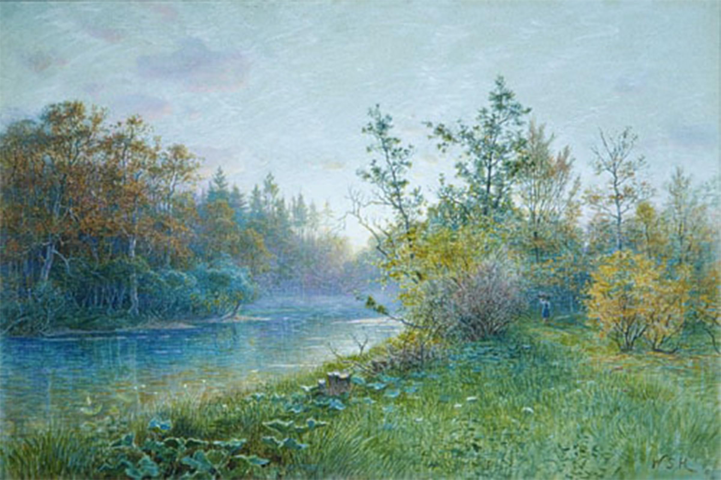 ARTXLXXBN Famous Art Print Poster Vintage Wall Art Mill Dam in Traunstein by William Haseltine Canvas Art Poster for Home Decor 60x90cm