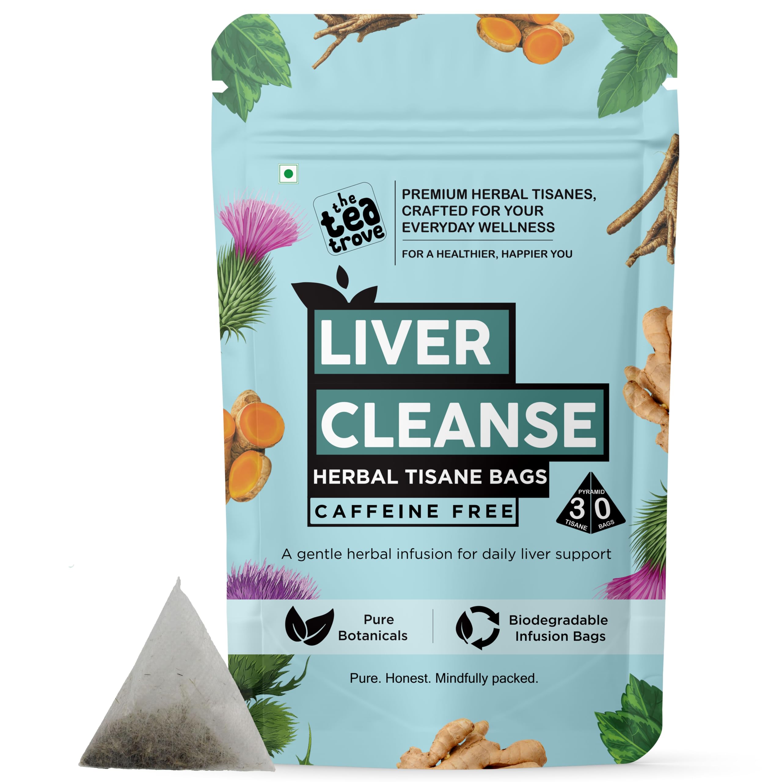 The Tea Trove Liver Cleanse Tea Bags (30 counts) – Fatty Liver Detox Herbal Tea blend of Milk Thistle, Dandelion Root, Ginger, Fennel, Peppermint & Turmeric - 60g-image-3