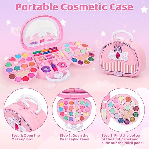 Miniatura 5 de Topsolid Kit de maquillaje para niños para niñas, maquillaje lavable real para niños con espejo, juegos de maquillaje para niñas de 5 a 8 años,