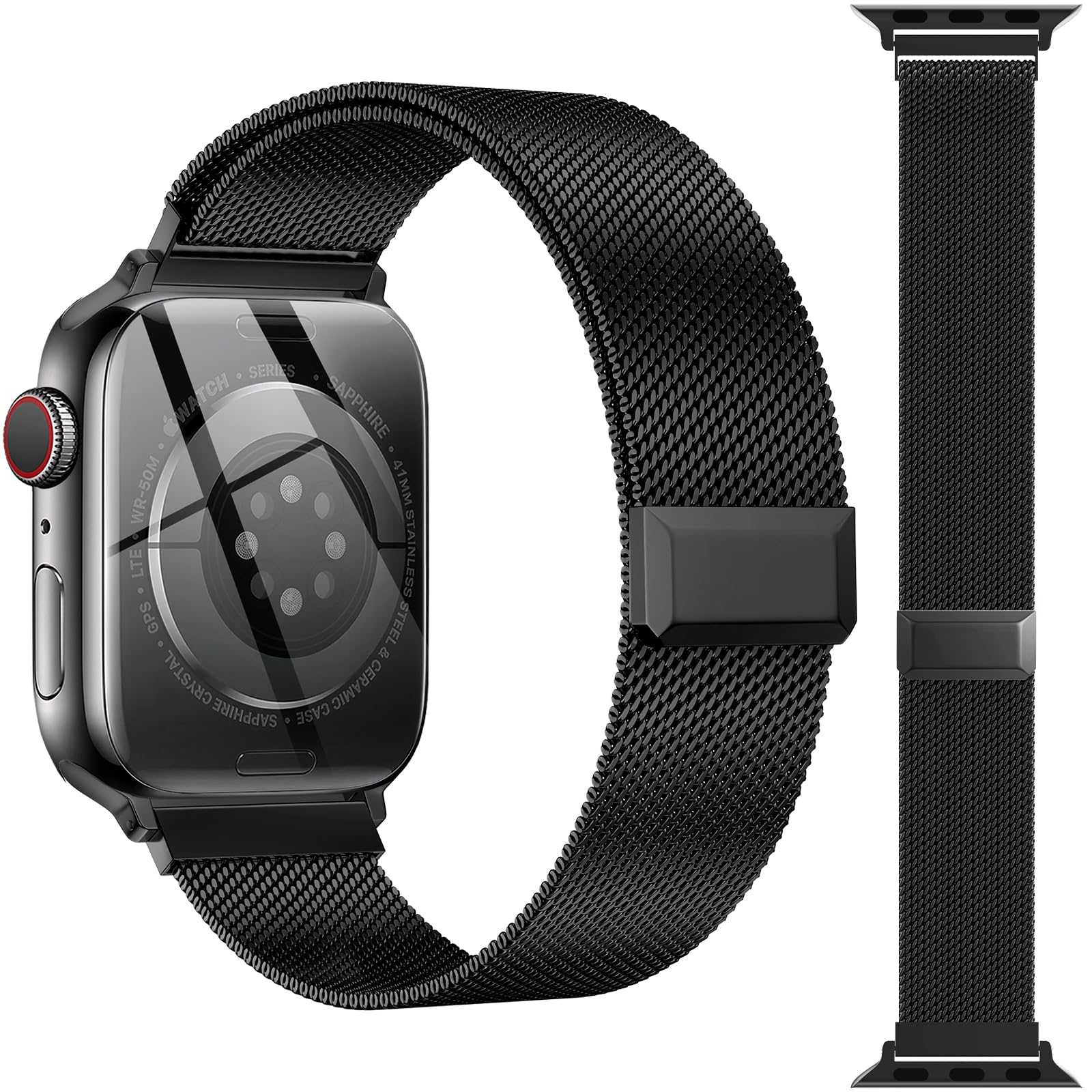 OULUOQI Compatible with Apple Watch Band 49mm 45mm 44mm 42mm 41mm 40mm 38mm,for iWatch Bands Ultra 9 8 SE 7 6 5 4 3-49mm/45mm/44mm/42mm Black