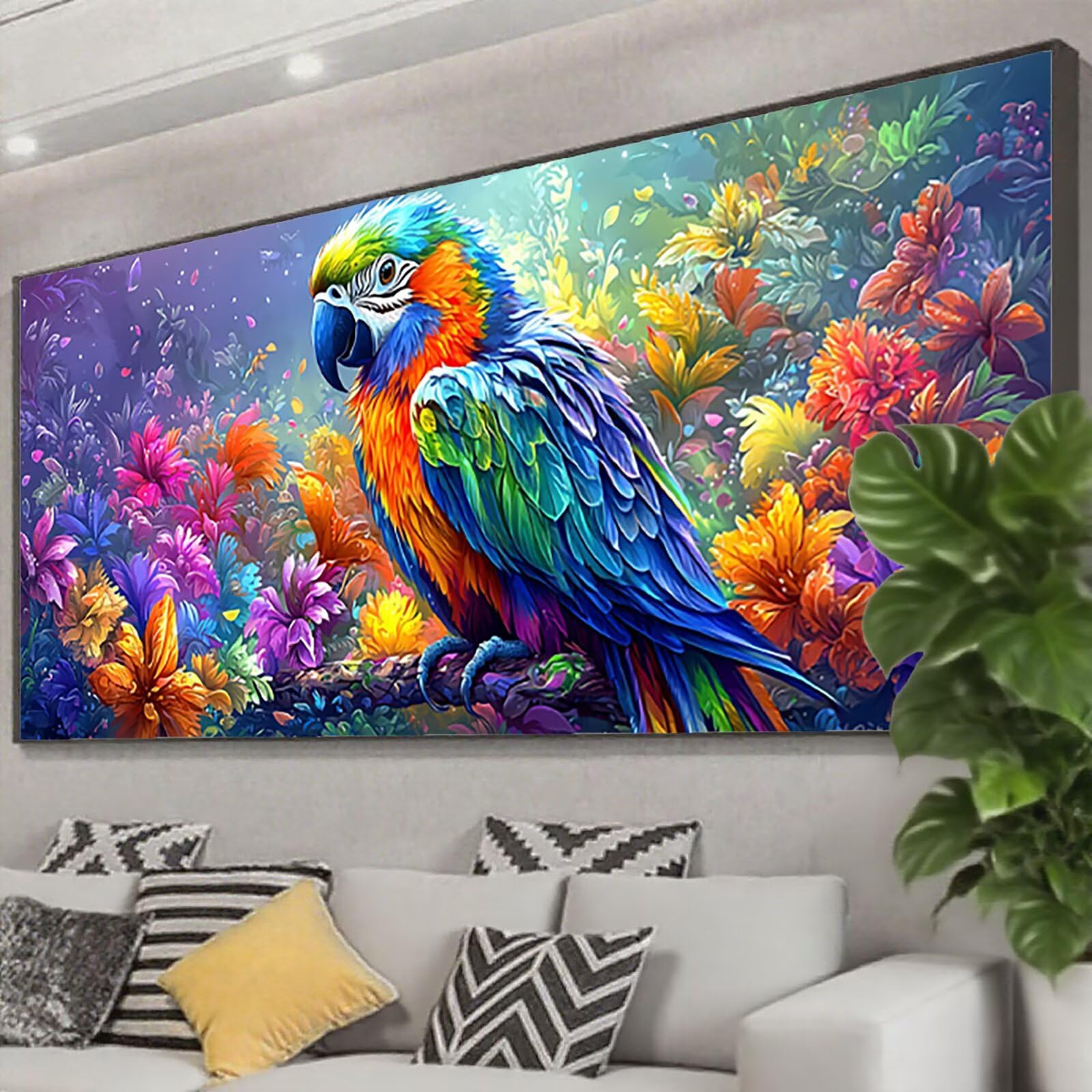 Diamond Painting Farbe Diamond Painting Erwachsene Groß XXL 150x60 cm, 5D Tier Diamant Malerei Bilder Basteln Mädchen ab 8 Jahre, DIY Eckige Steine Stickerei Cross Stitch Malerei Deko Wohnzimmer Z0-76