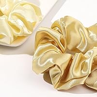 Vista 3 de Ivyu Coleteros para cabello de mujer, bandas de satén para el cabello, 4 piezas, coleteros grandes para cabello grueso y rizado, soportes