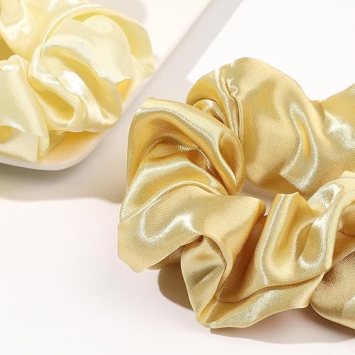 Miniatura 3 de Ivyu Coleteros para cabello de mujer, bandas de satén para el cabello, 4 piezas, coleteros grandes para cabello grueso y rizado, soportes para