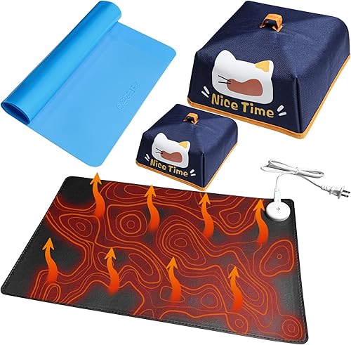 Alfombrilla térmica de resina, grande con alfombrilla de silicona, 23.6 x 14.2 pulgadas, máquina de curado rápido de resina de 85 W con temporizador