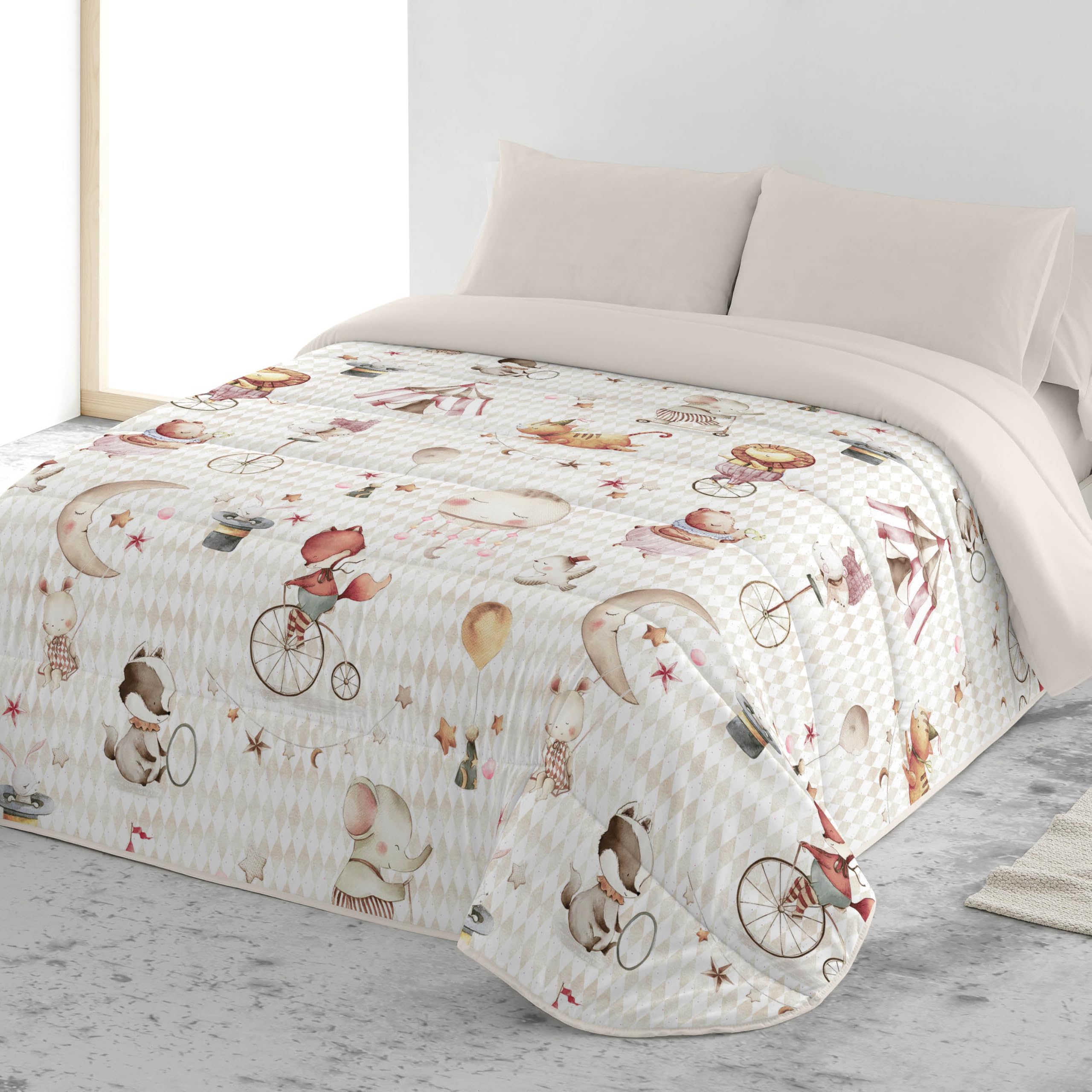 NATURALS Edredón Nórdico Infantil Estampado 300 Gramos - Cama 105-100% Microfibra, Tacto Suave, Gran Comodidad, Certificado OEKOTEX Standard 100 - Colección 2024/2025 (Circus, 200x260 cm)