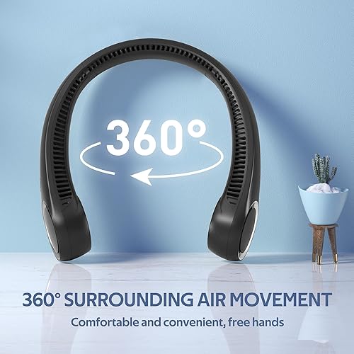 Miniatura 8 de Ventilador de cuello portátil, ventilador sin aspas manos libres, ventilador personal de enfriamiento de 360, ventilador silencioso portátil para