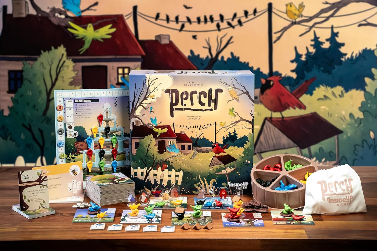 Inside Up Games Perch | Fast-paced, Interactive Battle of The Birds |Area Control, Unique Bag Building with a Bold Table Presence| for 2 to 5 Players | 45-60 Minute Playtime