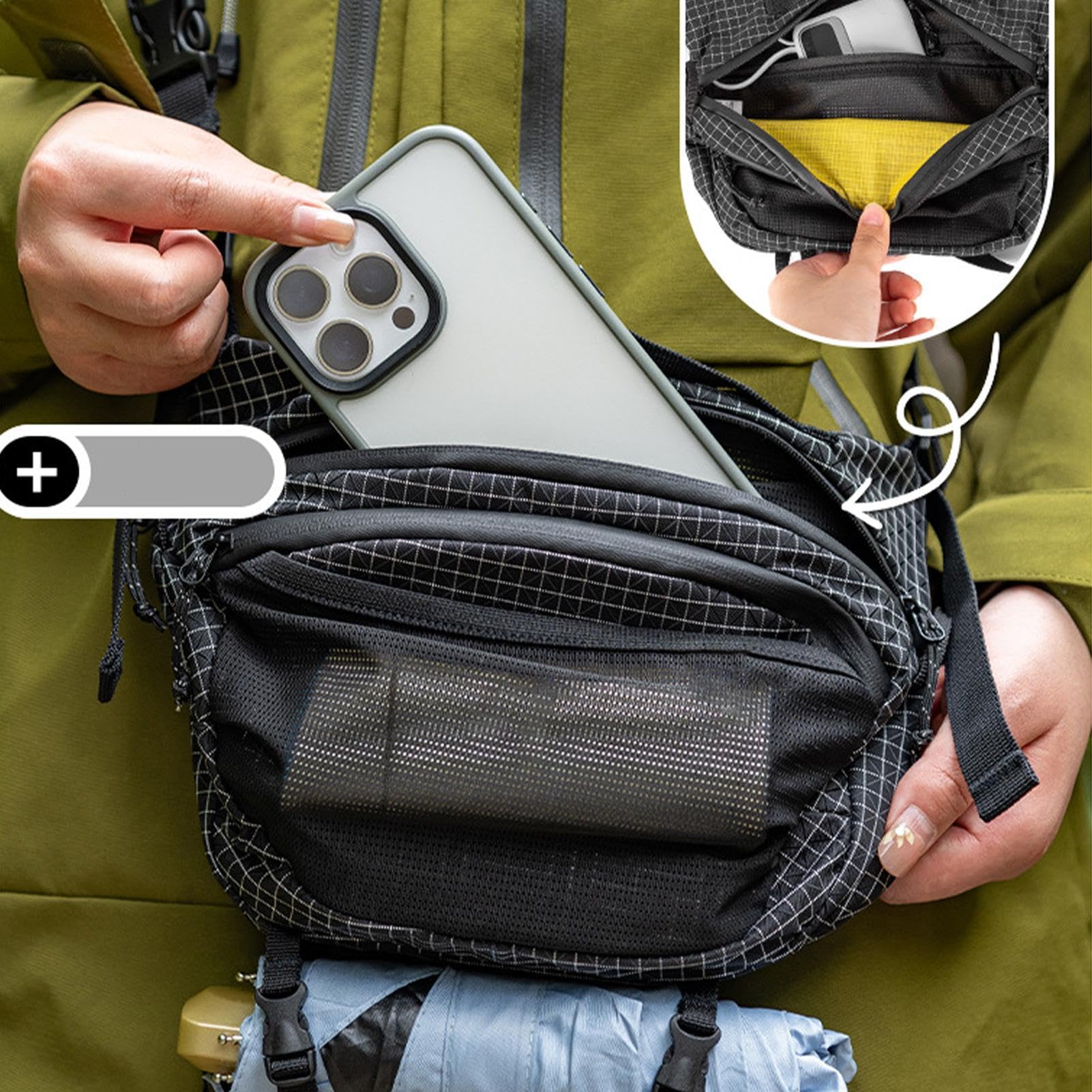 Borsa Pettorale Uomo Portafoglio Impermeabile a Tracolla | Running per Attività Outdoor Escursionismo Campeggio Ciclismo Pesca Pendolari