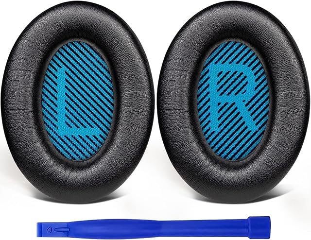 SoloWIT wymienne poduszki nausznik do Bose QuietComfort 15 QC15 QC25 QC2 QC35/Ae2 Ae2i Ae2w/SoundTrue & SoundLink Around-Ear Słuchawki serii, z miękką skóry owczej(Brilliant czarny)