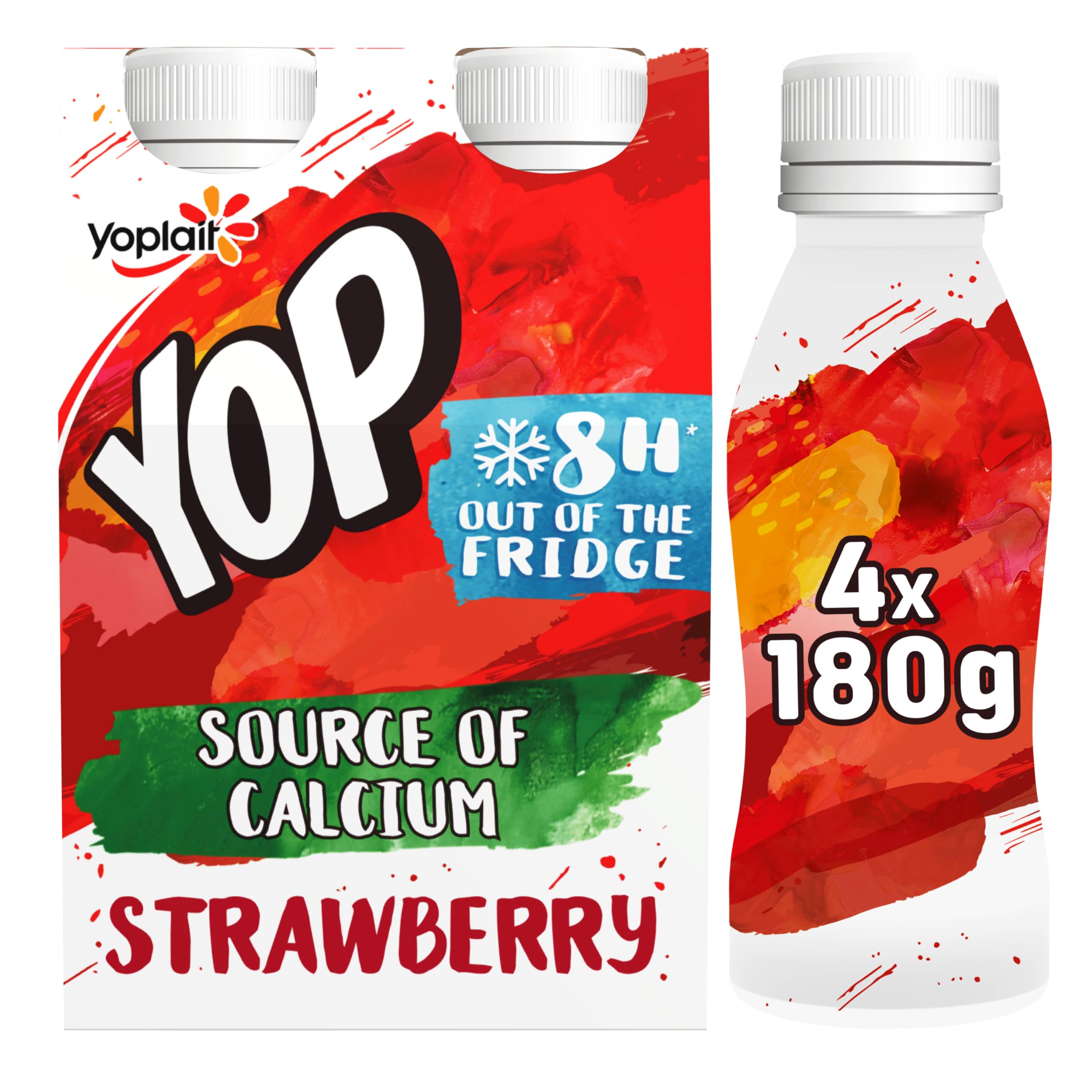 Yop Strawberry Flavour Drinking Yogurt, 180 g x 4