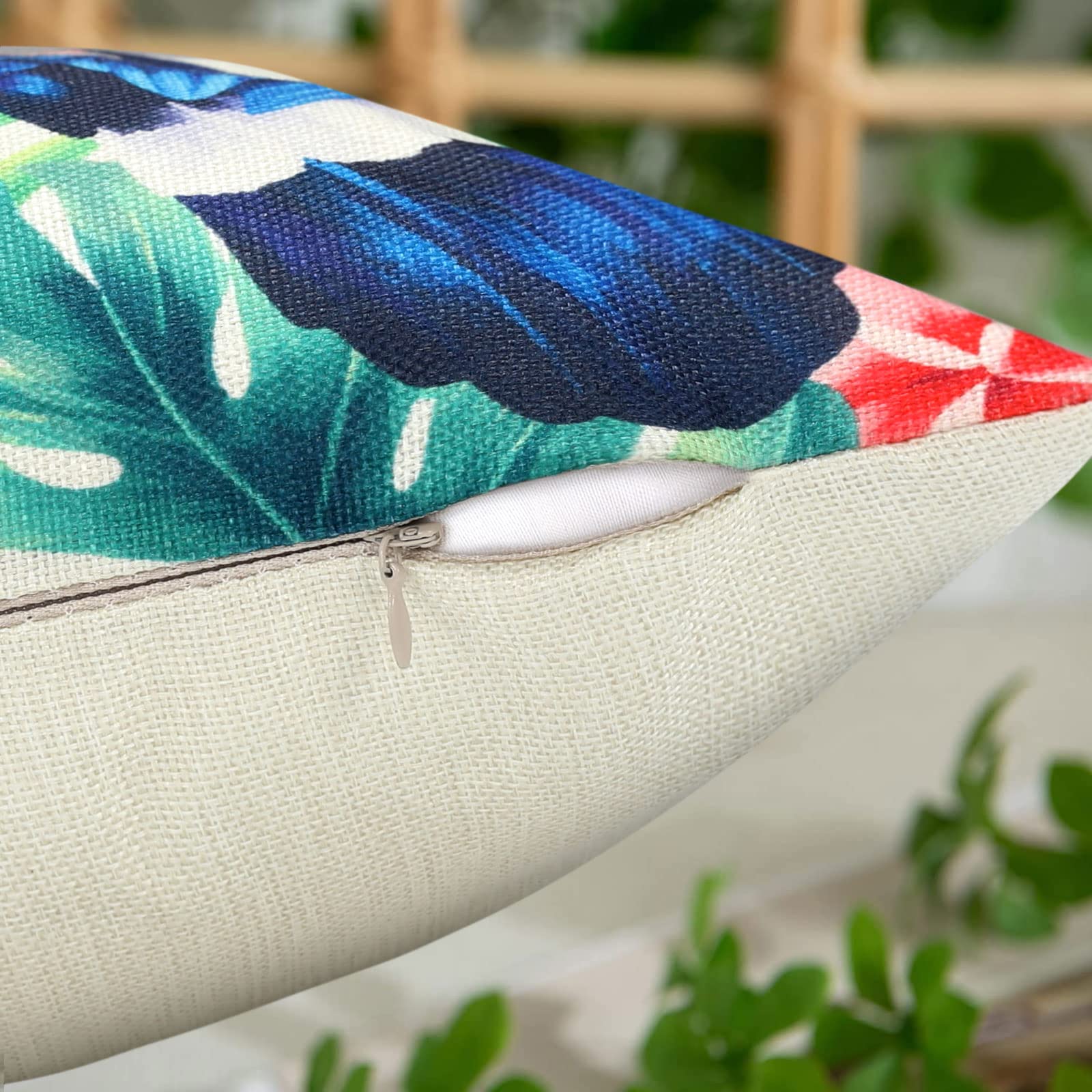 Housse De Coussin Extérieur Imperméable 40x60 Cm - Lin Doux, Double Face Imprimé - Pour Salon, Terrasse, Décoration
