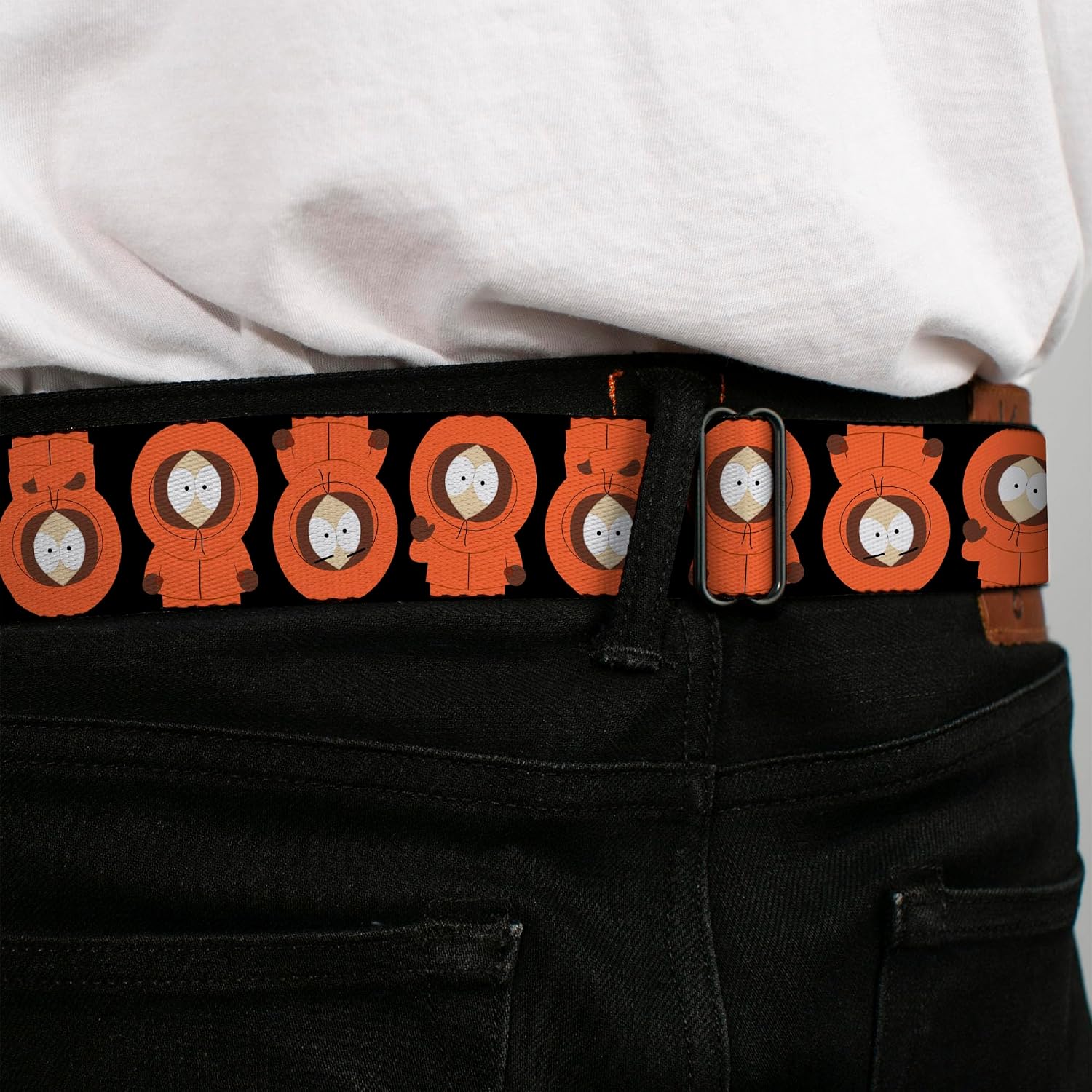Paramount Network Belt, Seatbelt Buckle Belt, South Park Kenny Flip Poses Black, Adjustable