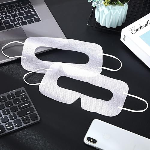 Miniatura 7 de Treela 200 Pcs Disposable VR Face Mask Breathable Cover for VR Nonwoven Fabric Sanitary Eye Mask, Eye Cover Pad(White)