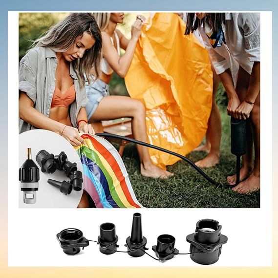Boat Sup Pump Adaptor Inflatable, Air Pump Air Valve Adapter Kit with 4 Air Valve Nozzles Paddleboard Air Nozzle Multifunctional Conversion Head