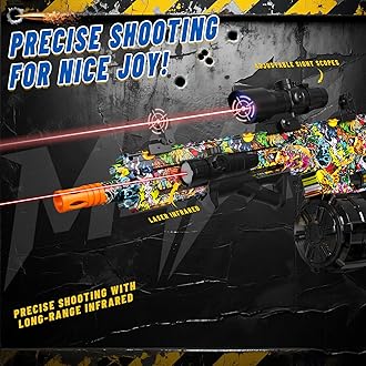 Electric Gel Ball Blaster, High Speed Automatic Splatter Ball Blaster with 40008+ and Goggles, JIFTOK Rechargeable Splatter Ball Toys for Outdoor Activities Shooting Game Party Favors - Graffiti
