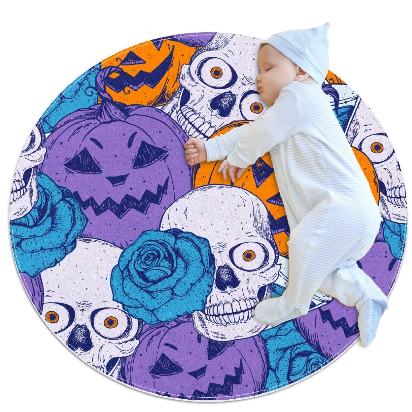 Tapis de salle de bain antidérapant Halloween rose motif crâne