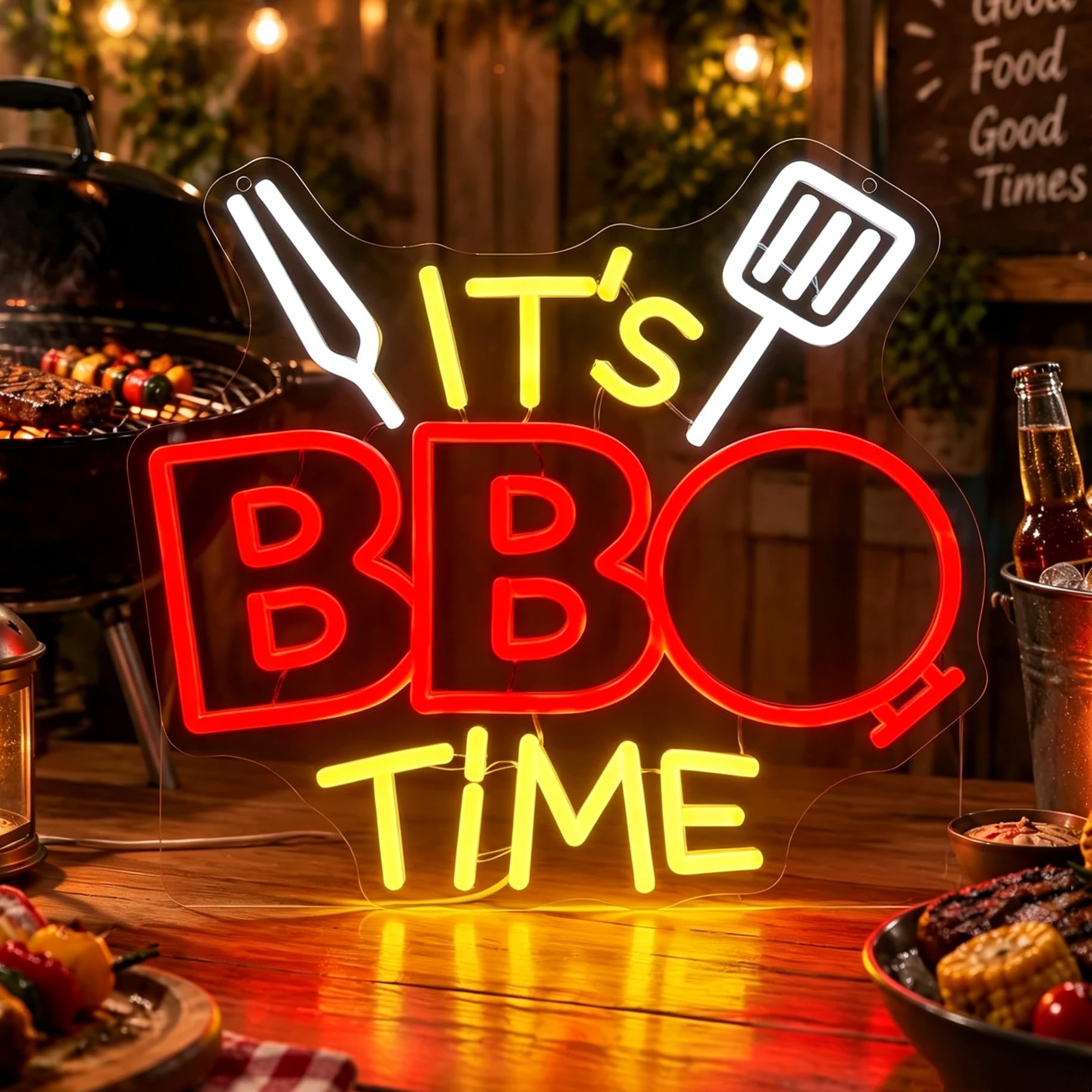 It's BBQ Time Neon Sign Dimmable Barbecue LED Lights Sign for Wall Decor — image 1