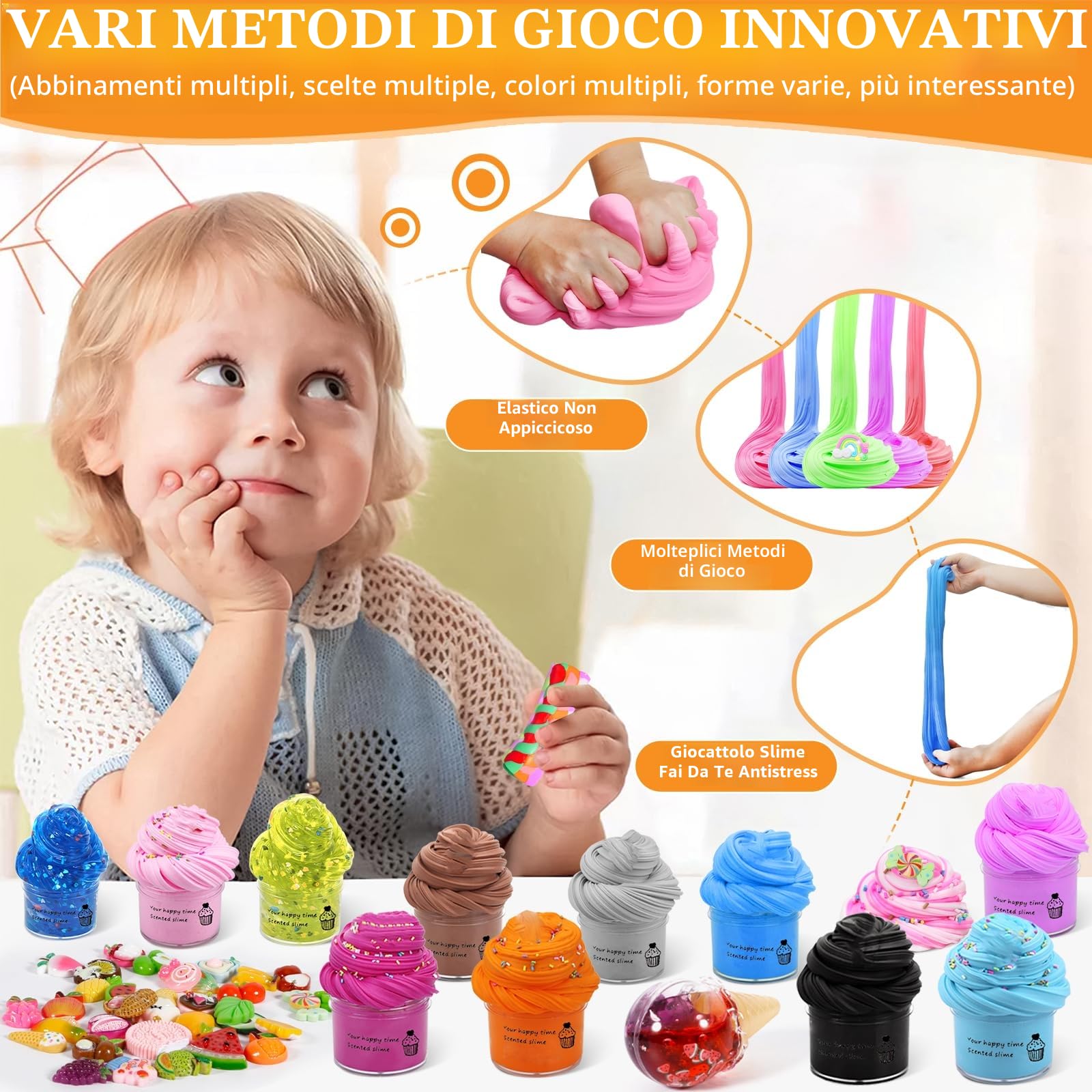 FAMKEEP Fluffy Butter Slime Set, 32 colori Fluffy Butter Slime Set,Putty Giocattoli,Crystal Slime per Bambini,DIY Slime Morbido ed Elasticizzato per Bambine e Bambini Regalo