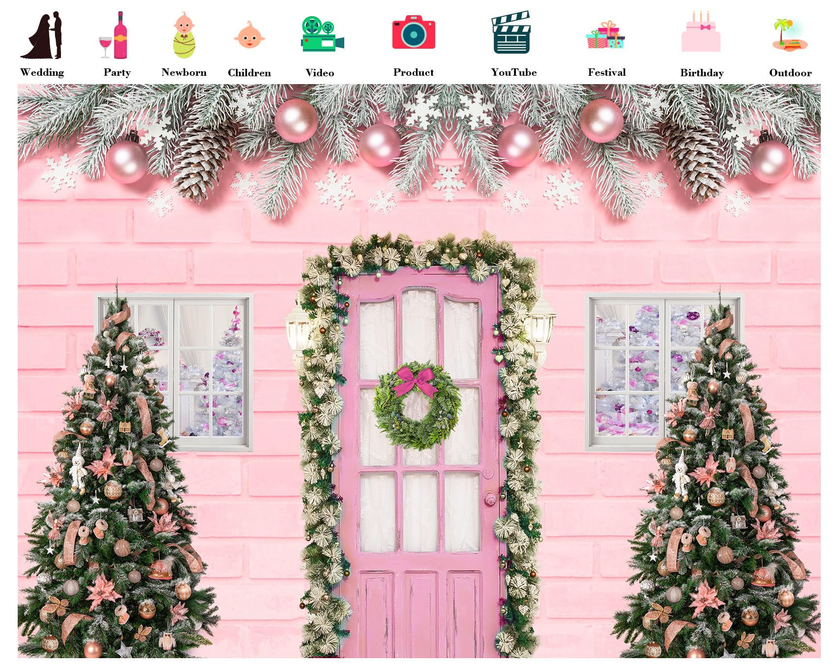 Amazon.com : LB 5x3ft Pink Christmas Backdrop for Photography Xmas