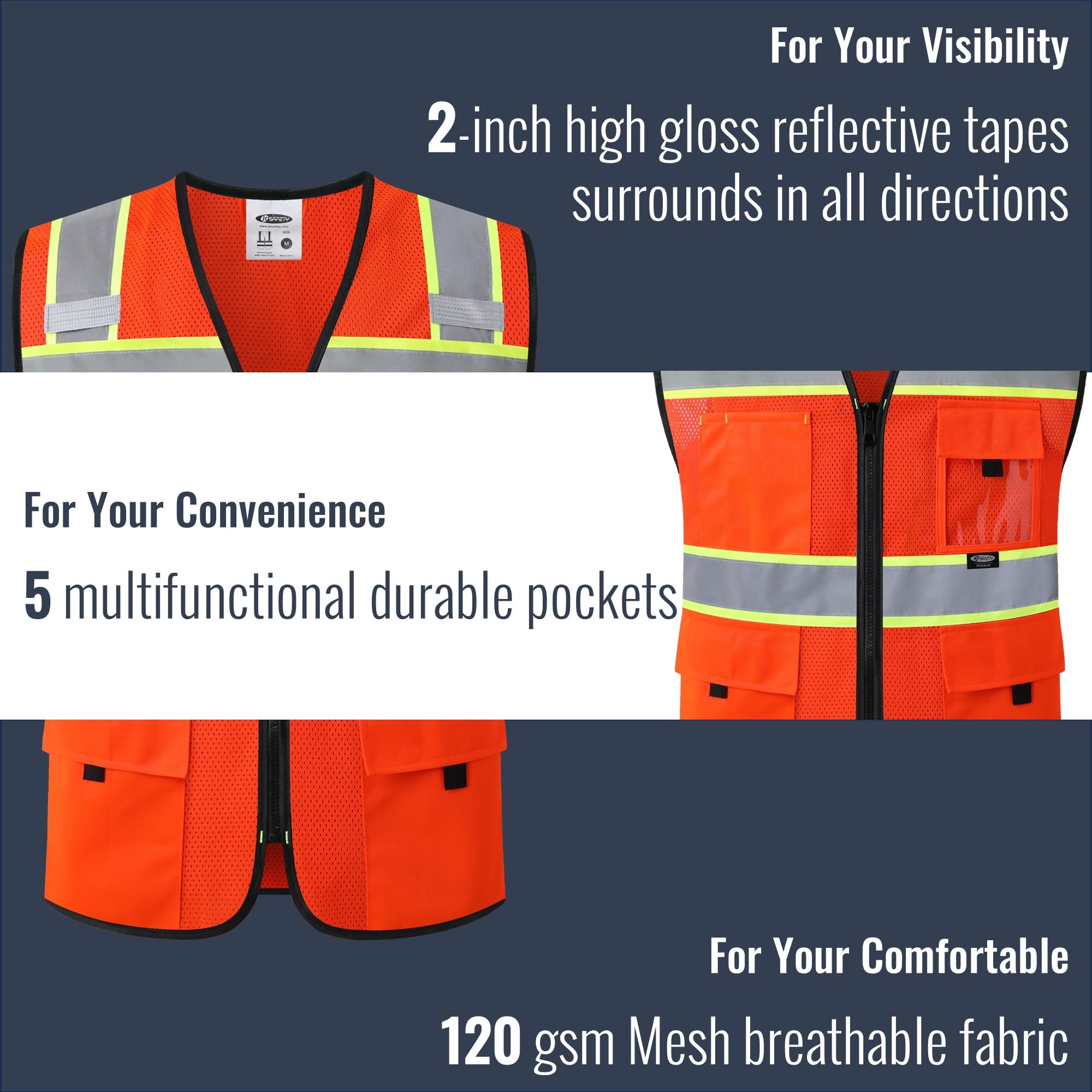 Snapklik.com : JKSafety Safety Vest For Men Women Hi Vis Relfective Vest
