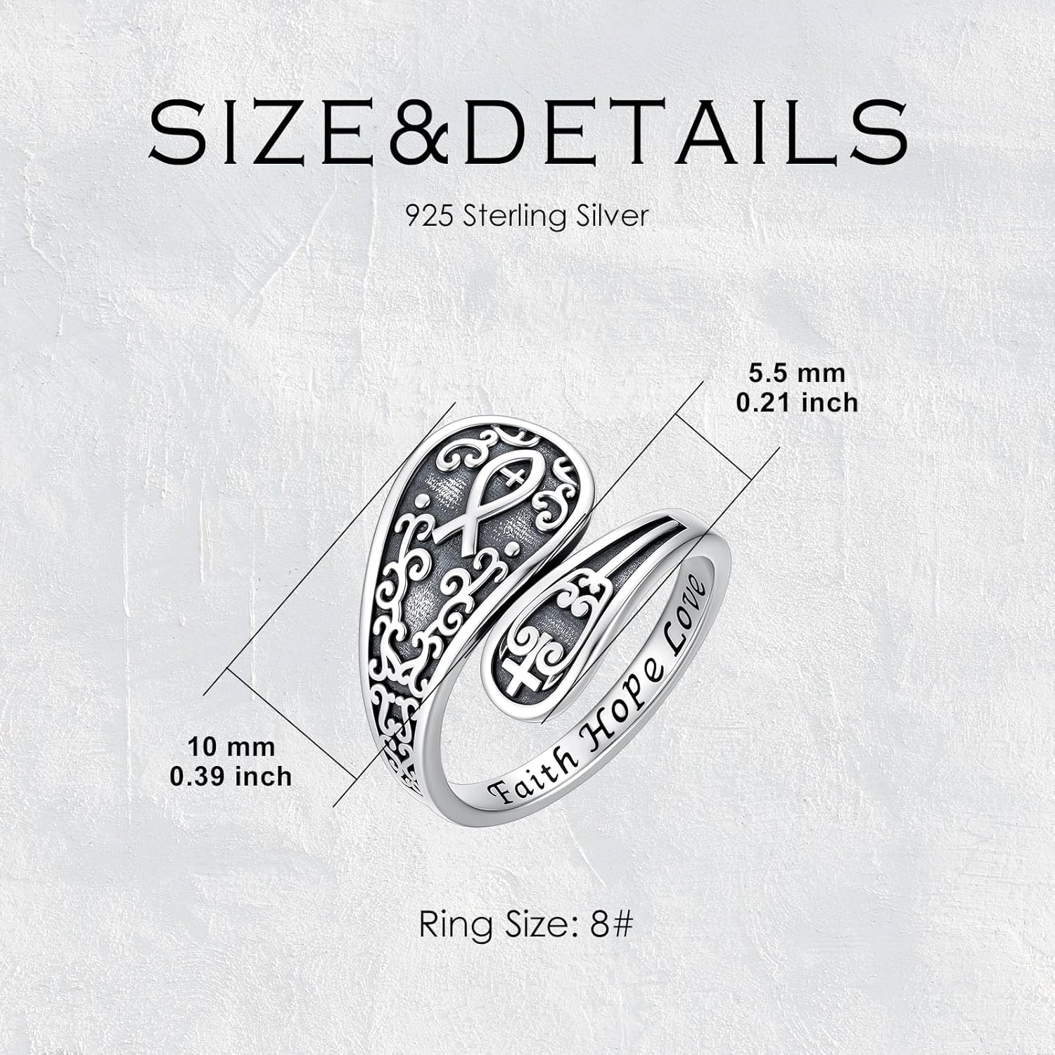 Spoon Ring for Women S925 Sterling Silver Dragonfly Ring Adjustable Thumb Rings Jesus Fish Rings Spoon Jewelry for Brithday Christmas - Image 5