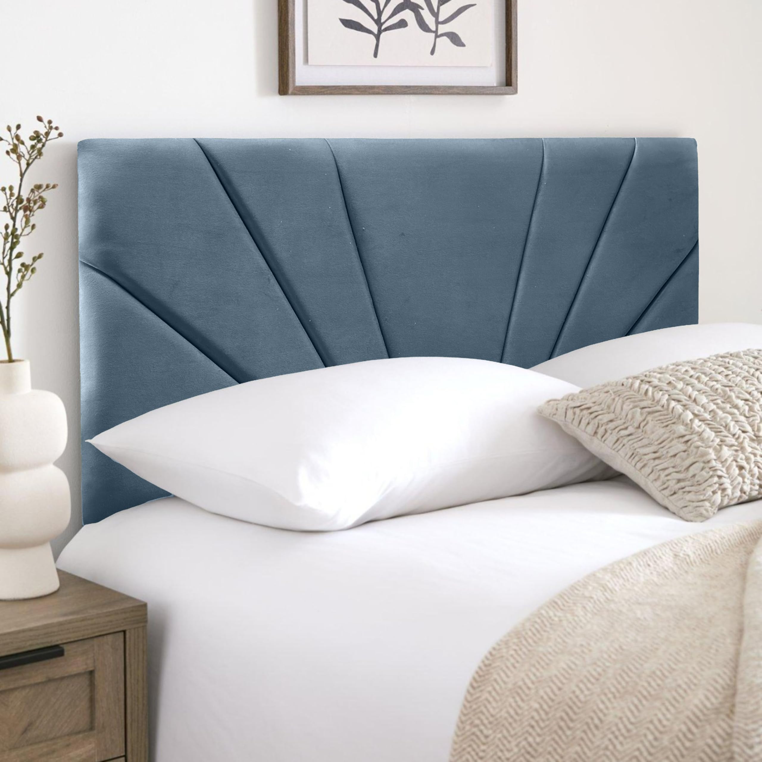 HB-1 Headboards for Beds – Butterfly 24'' Divan Bed Headboard – Headboards for Divan Beds, Bedroom & Hotel Furniture, Elegant Soft Plush Fabric Head Board (Sky Blue Plush, 3FT Single) — image 1